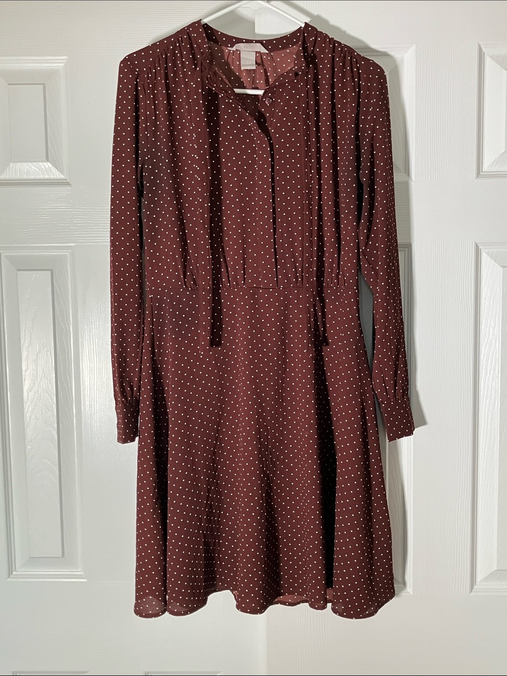 H&M Rust Polka Dot Long-Sleeve Dress